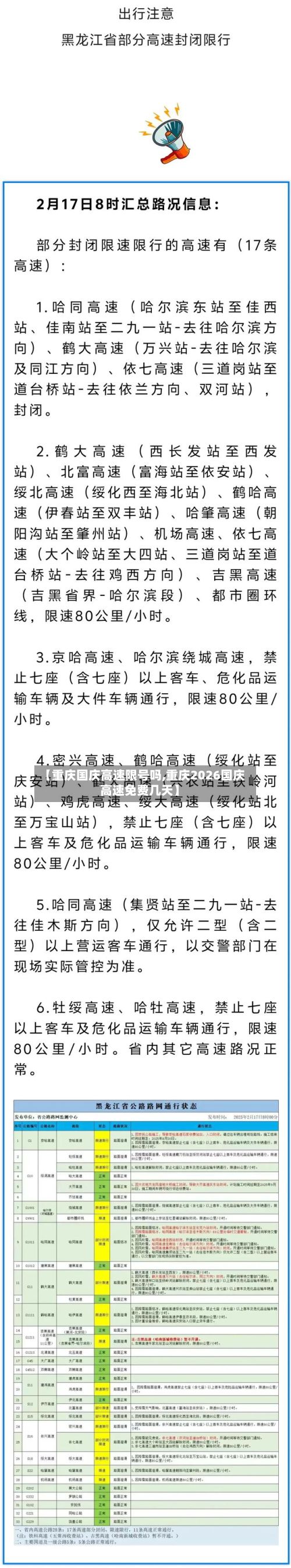 【重庆国庆高速限号吗,重庆2026国庆高速免费几天】